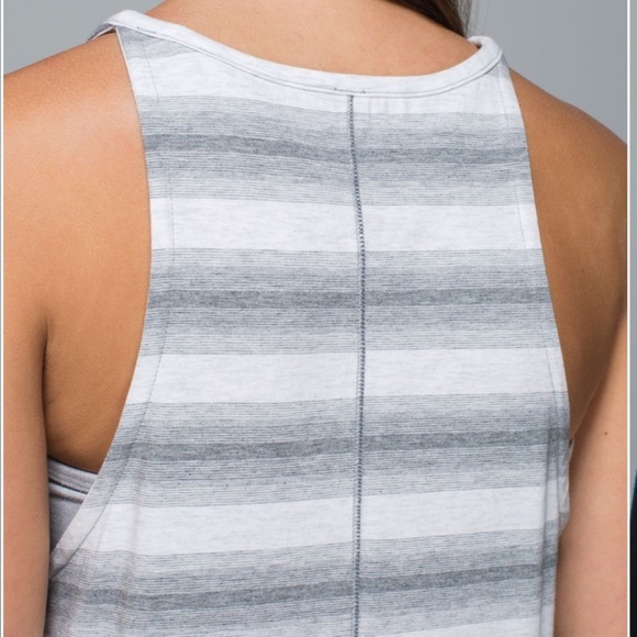 Lululemon Find Your Zen Tank Capilano Stripe Heathered White Medium Grey - Picture 3 of 12